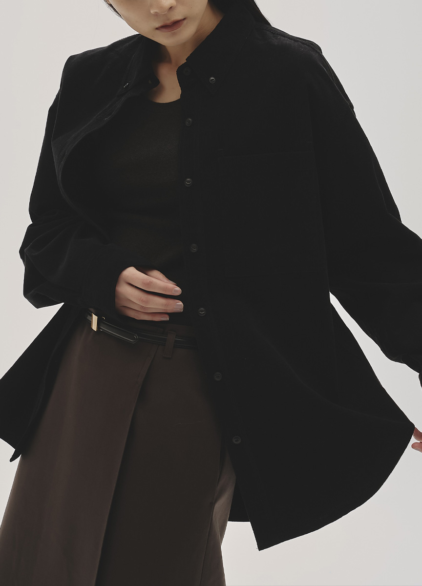 大口袋燈芯絨寬版襯衫